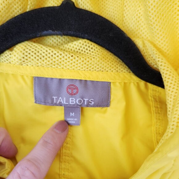 T by Talbots Yellow Windbreaker Hooded Rain Jacket Activewear Lightweight M - Picture 7 of 9
